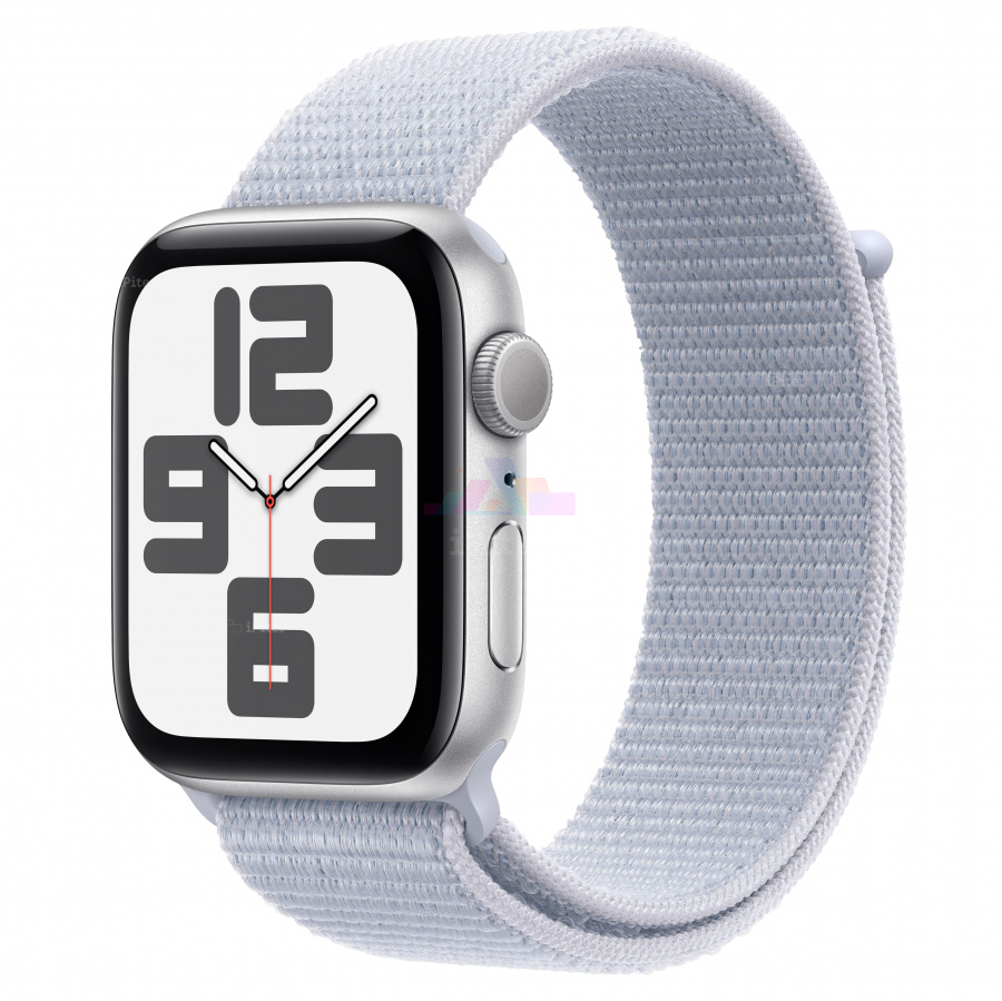 Фото Купить Apple Watch SE (2024) <br>44 мм Корпус из алюминия «Silver» Спортивная петля «Blue Cloud» по низкой цене в Санкт-Петербурге