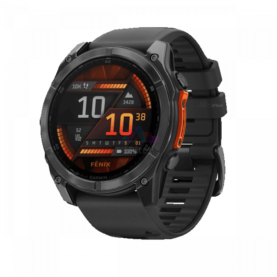 Фото Купить Умные часы Garmin Fenix 8 Amoled 51 мм, Slate grey with Black Silicone Band (010-02905-00) по низкой цене в Санкт-Петербурге