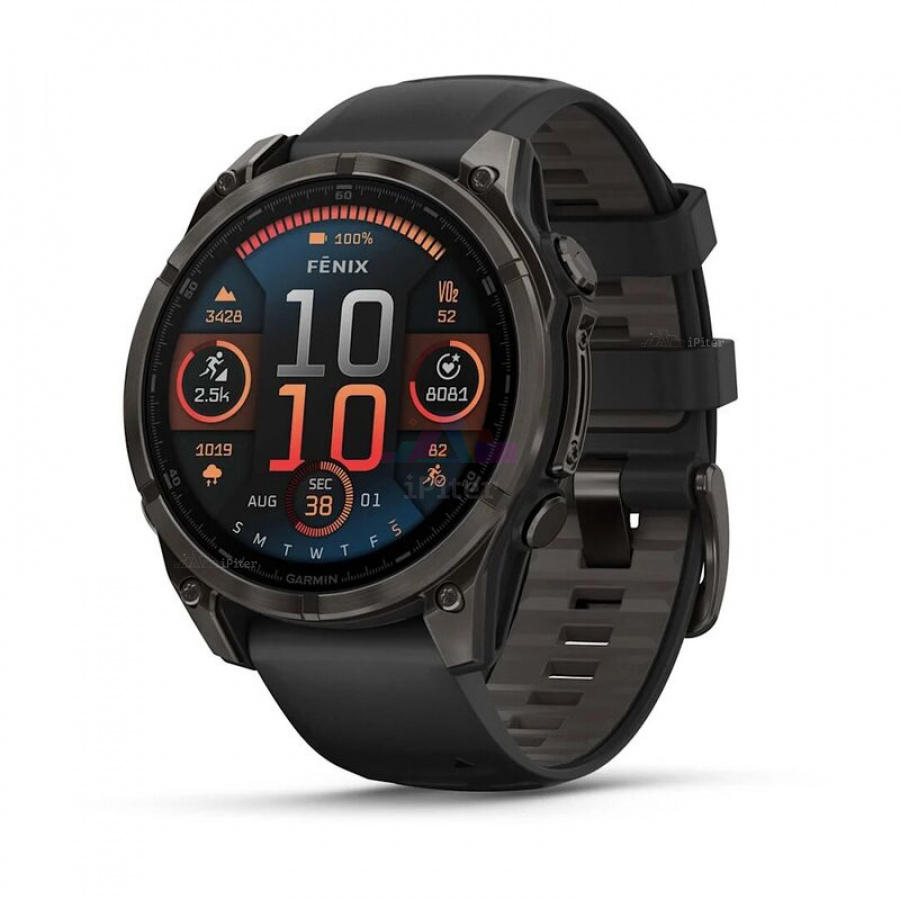 Фото Купить Умные часы Garmin Fenix 8 Amoled 47 мм, Sapphire, Carbon grey DLC titanium with Black/pebble grey silicone band (010-02904-21) по низкой цене в Санкт-Петербурге