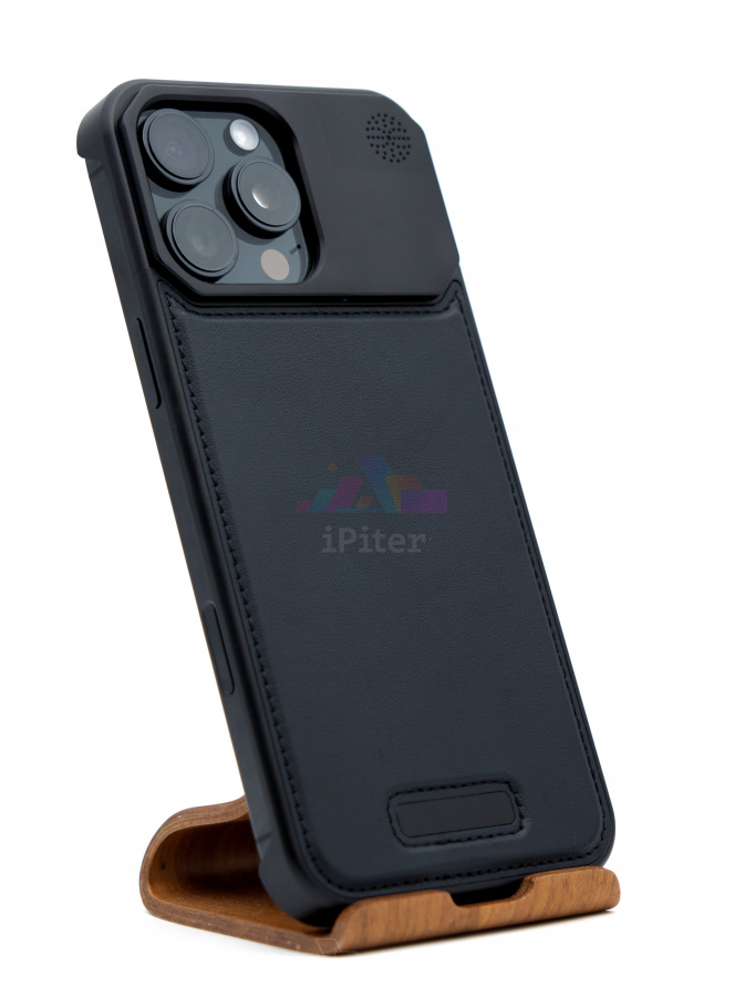 Фото Купить Чехол Aroma Leather для iPhone 16 Pro Max Чёрный по низкой цене в Санкт-Петербурге