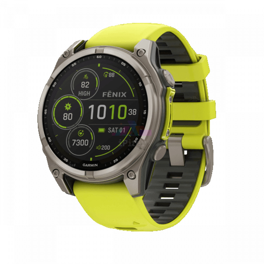 Фото Купить Умные часы Garmin Fenix 8 Solar 47мм, Sapphire, Titanium with Amp yellow/graphite silicone band (010 - 02906 - 21) по низкой цене в Санкт-Петербурге