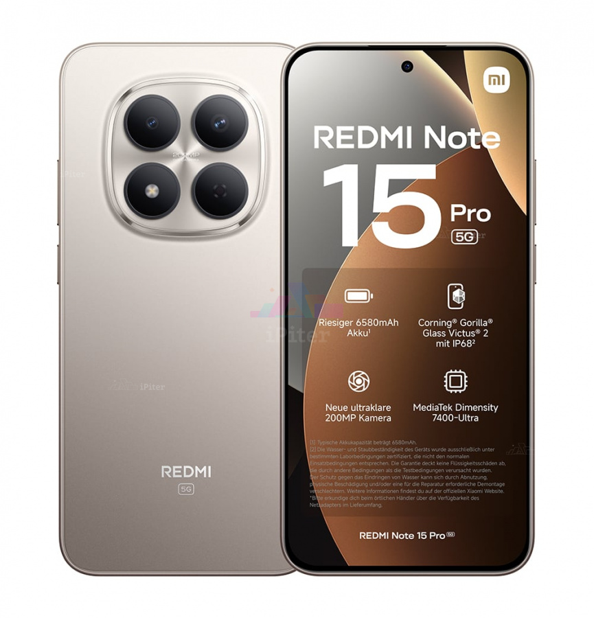 Фото Купить Смартфон Xiaomi Redmi Note 15 Pro 5G 12Gb/256Gb (Titanium) Nano-Sim + Nano-Sim по низкой цене в Санкт-Петербурге