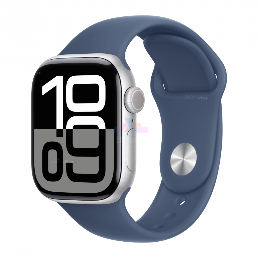 Фото Купить Apple Watch Series 10 <br>42 мм Корпус из алюминия «Silver» Спортивный ремешок S/M «Denim» по низкой цене в Санкт-Петербурге