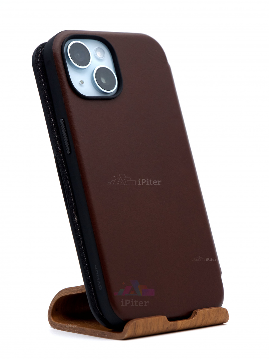 Фото Купить Чехол Nomad Modern Leather Folio для iPhone 15 Коричневый по низкой цене в Санкт-Петербурге