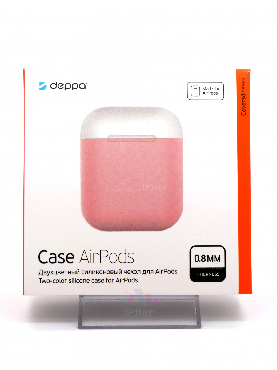 Фото Двухцветный силиконовый чехол Deppa для AirPods 2 / 1 (Бледно-розовый), Бледно-розовый