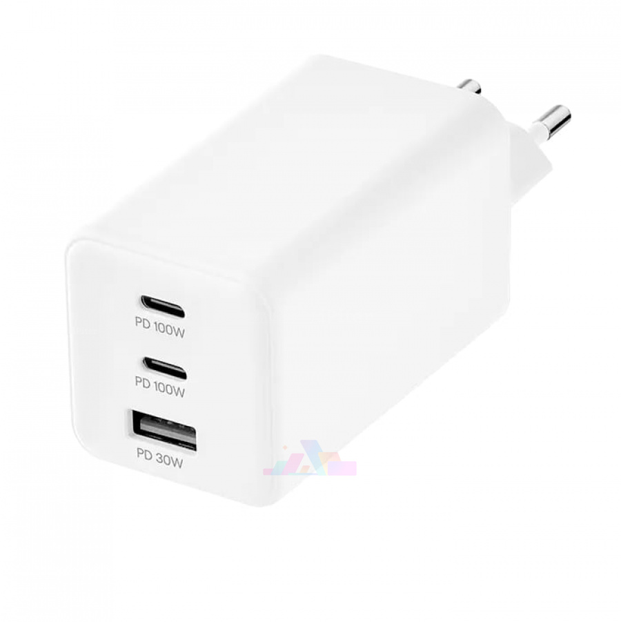 Фото Купить Сетевое зарядное устройство uBear Bridge Wall Charger 100W 2-USB-C + USB-A (Белый) по низкой цене в Санкт-Петербурге