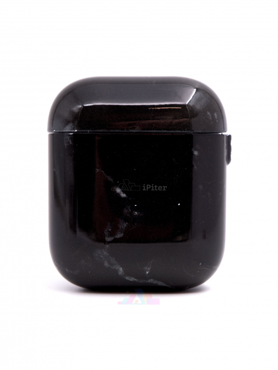 Фото Чехол ARU мрамор для AirPods 1/2 (Чёрный), Чёрный