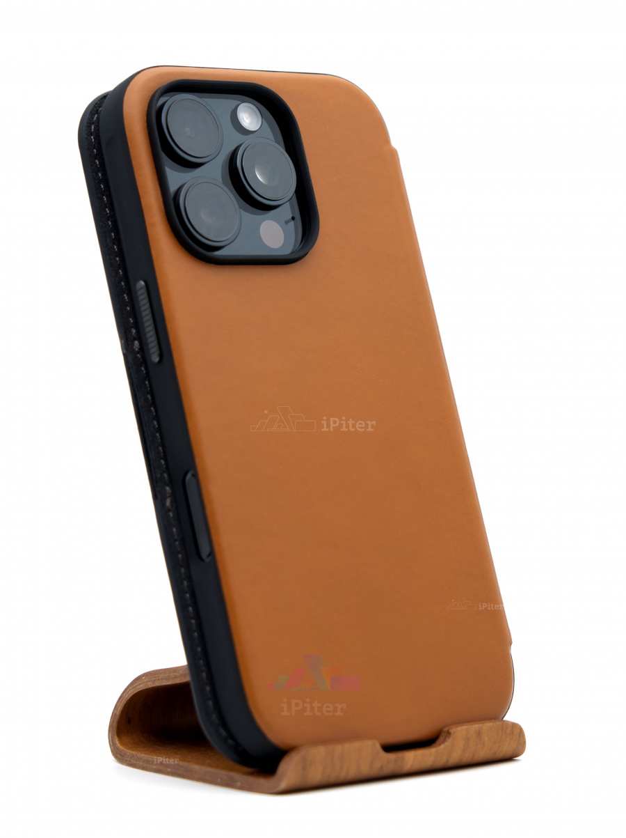 Фото Купить Чехол Nomad Modern Leather Folio для iPhone 16 Pro Коричневый по низкой цене в Санкт-Петербурге