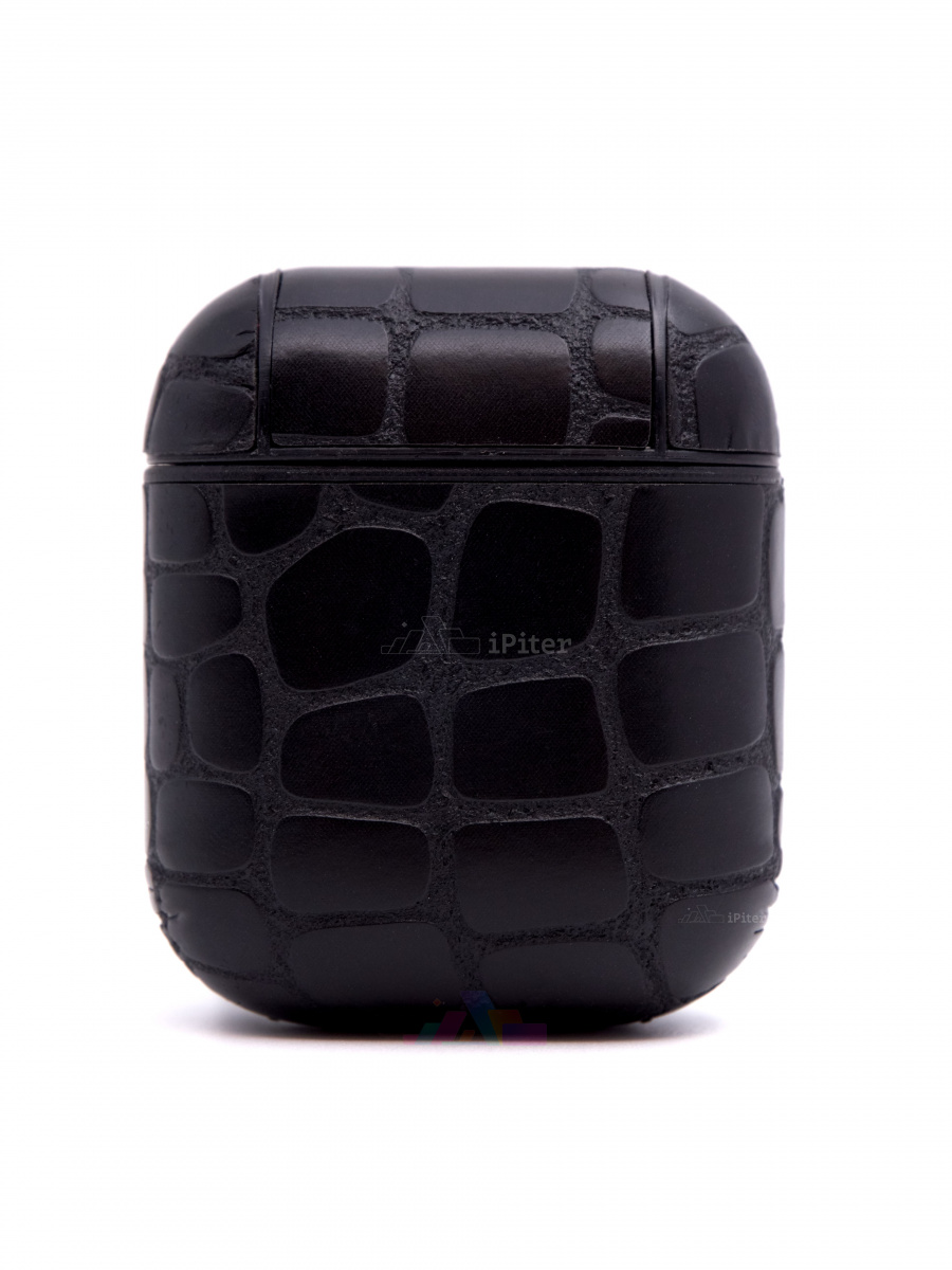 Фото Чехол Dismac Leather Croco для AirPods 1 / 2 (Чёрный), Чёрный