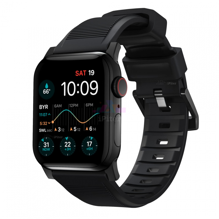 Фото Купить Ремешок Nomad Rugged для Apple Watch 45 / 46 / Ultra (Чёрный) по низкой цене в Санкт-Петербурге