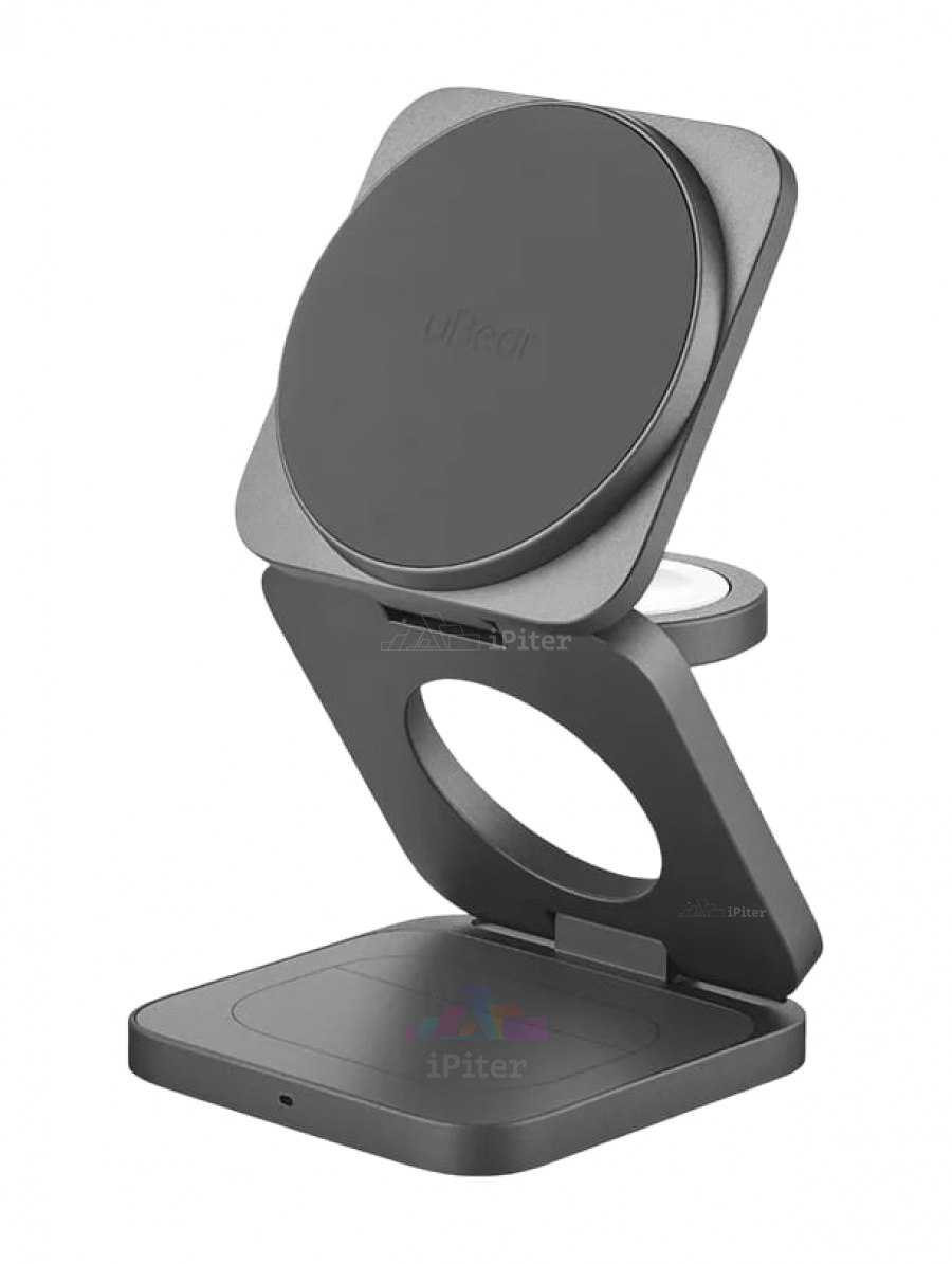 Фото Купить Беспроводная зарядка uBear Balance Slim Wireless Charger 3-in-1 (Серый) по низкой цене в Санкт-Петербурге