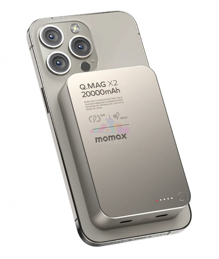Фото Внешний аккумулятор Momax Q.Mag X2 MagSafe 20000 mAh (Titanium), Titanium
