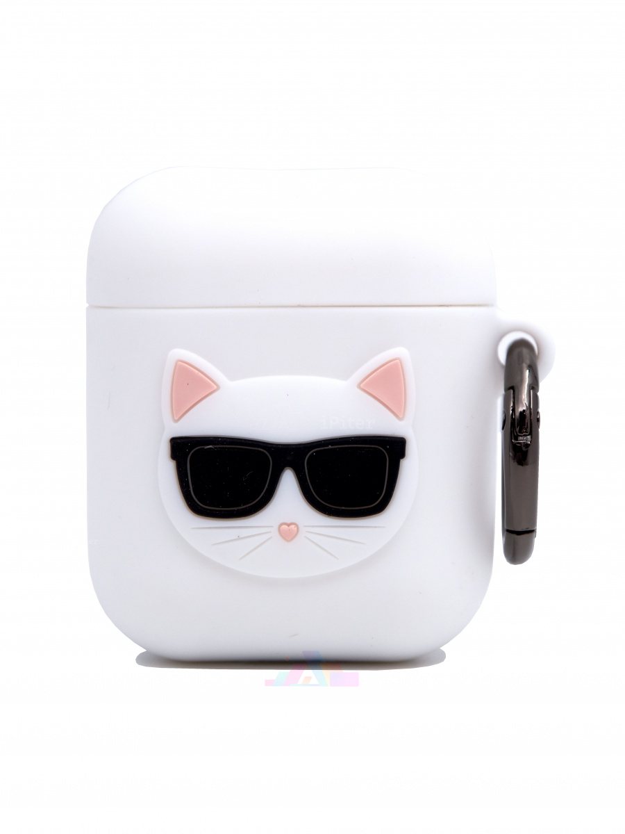 Фото Чехол Karl Lagerfeld для AirPods 1/2 с карабином (Белый), Белый