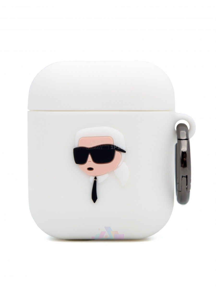 Фото Чехол Karl Lagerfeld для AirPods 1/2 с карабином (Белый), Белый