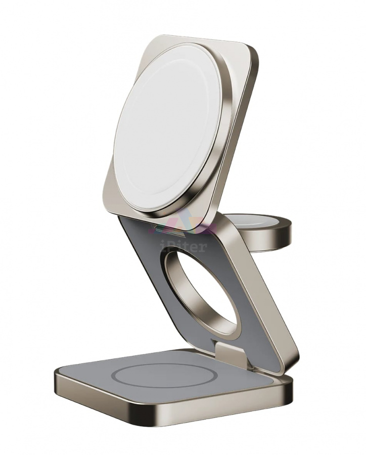 Фото Купить Беспроводная зарядка Momax Q2.Mag Go (3-in-1) 15W (Titanium) по низкой цене в Санкт-Петербурге