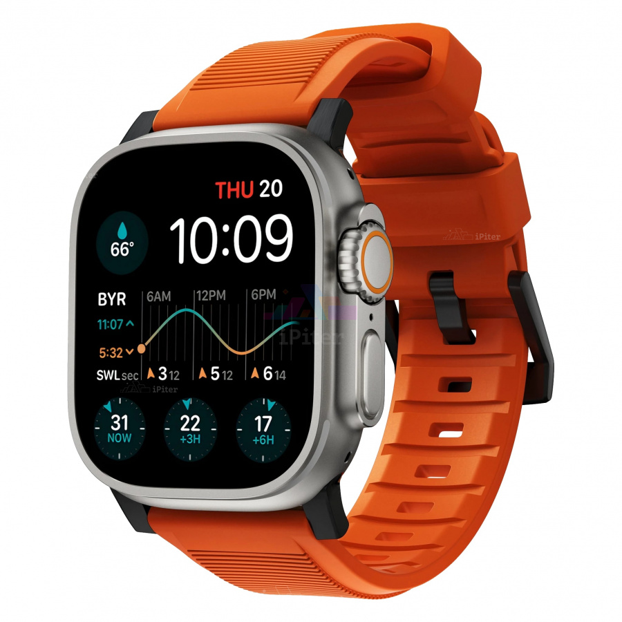 Фото Купить Ремешок Nomad Rugged для Apple Watch 45 / 46 / Ultra (Оранжевый) по низкой цене в Санкт-Петербурге