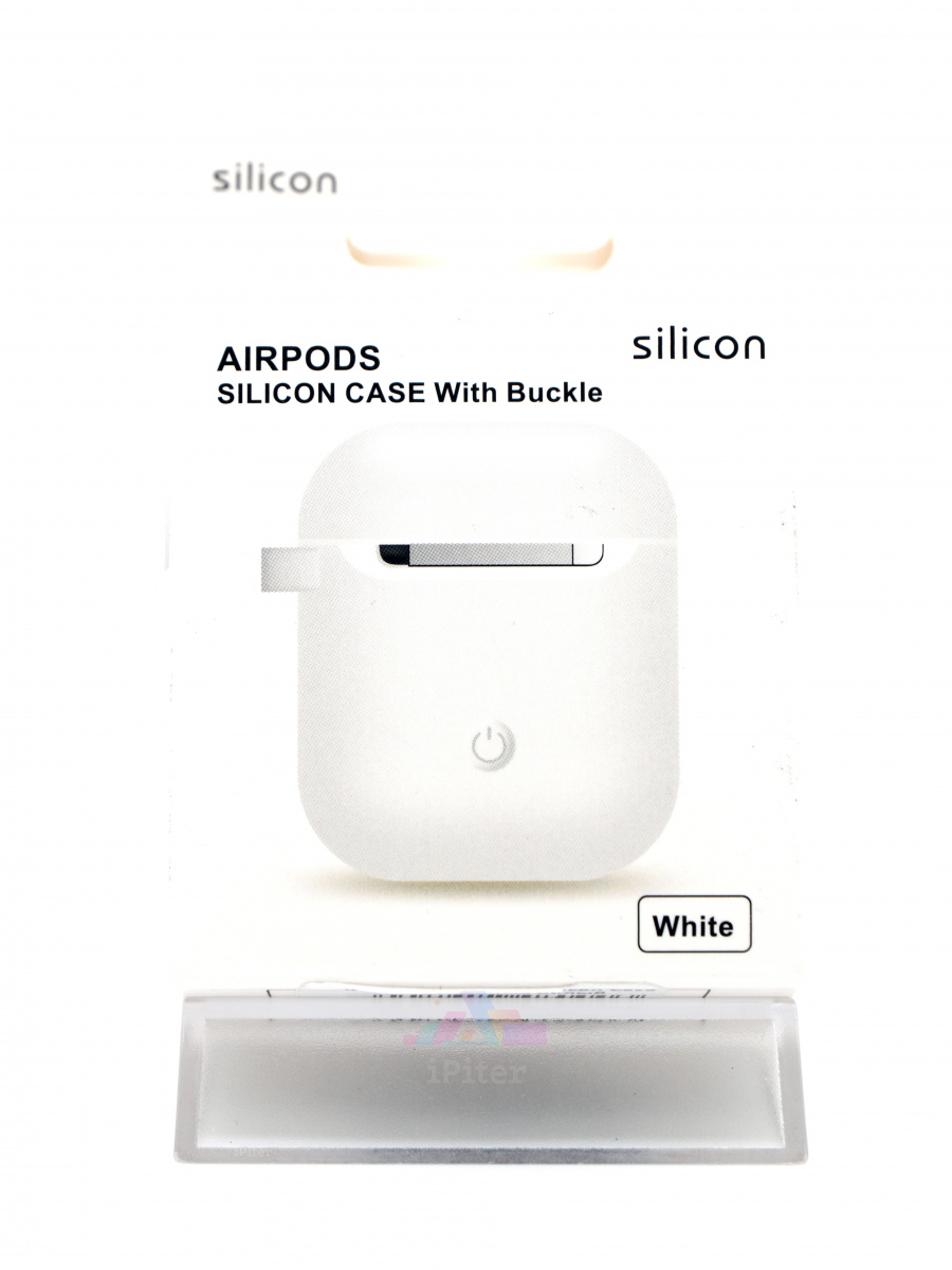 Фото Чехол AirPods Silicon Case с карабином (Белый), Белый