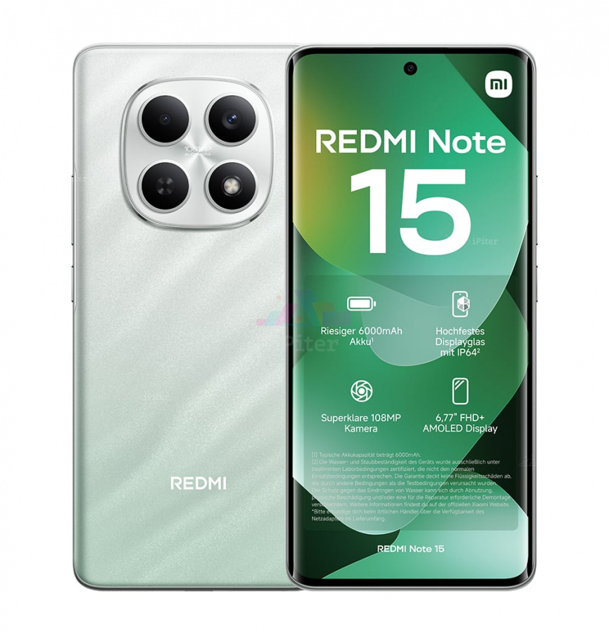 Фото Купить Смартфон Xiaomi Redmi Note 15 4G 6Gb/128Gb (Forest Green) Nano-Sim + Nano-Sim по низкой цене в Санкт-Петербурге