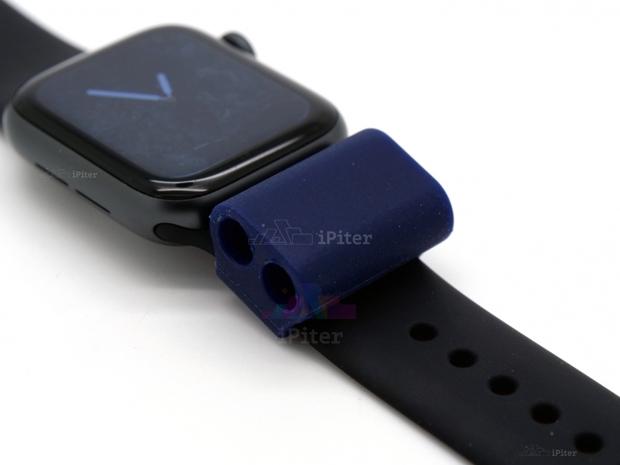 Фото Купить Крепление AirPods к Apple Watch перпендикулярное (Тёмно-синий) по низкой цене в Санкт-Петербурге