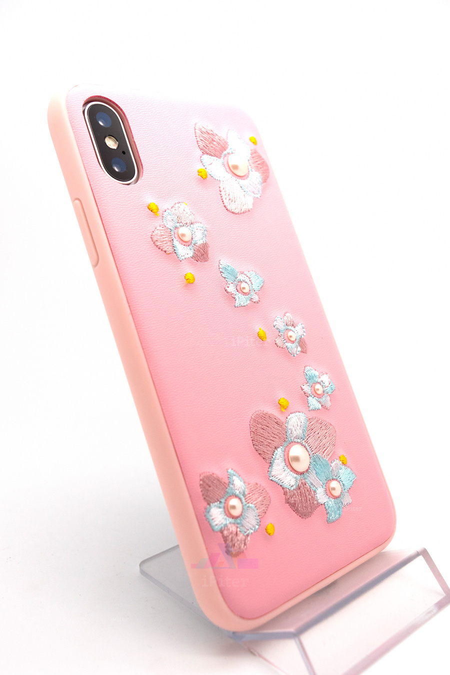 Фото Чехол Devia Flower Embroidery для iPhone X, Розовый
