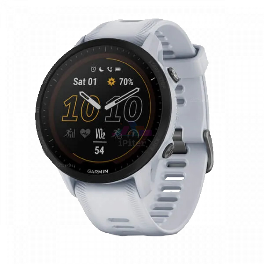 Фото Купить Умные часы Garmin Forerunner 955 Solar с белым ремешком по низкой цене в Санкт-Петербурге