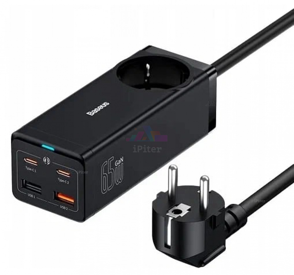 Фото Купить Сетевое зарядное устройство Baseus GaN3 Pro Desktop Powerstrip 65w (Чёрный) по низкой цене в Санкт-Петербурге