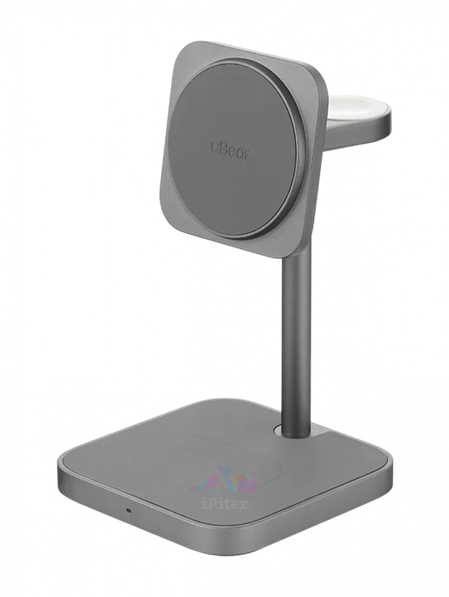 Фото Купить Беспроводная зарядка uBear Evoke Wireless Charger 3-in-1 (Серый) по низкой цене в Санкт-Петербурге