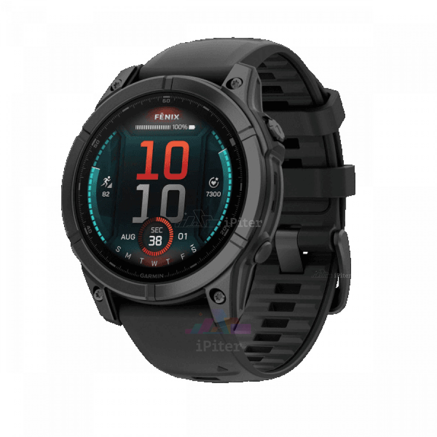 Фото Купить Умные часы Garmin Fenix E Amoled 47mm, серый безель, черный силиконовый ремешок (010-03025-01) по низкой цене в Санкт-Петербурге