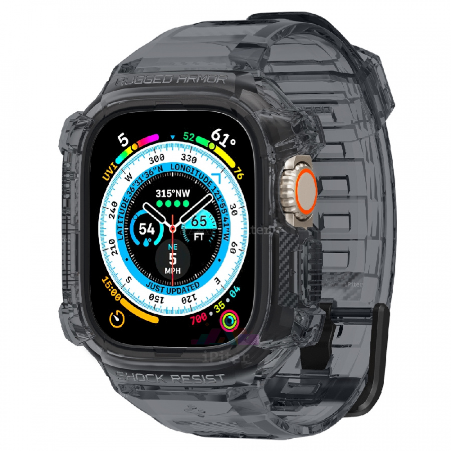 Фото Купить Ремешок-чехол Spigen Rugged Armor Pro для Apple Watch Ultra (Чёрный) по низкой цене в Санкт-Петербурге