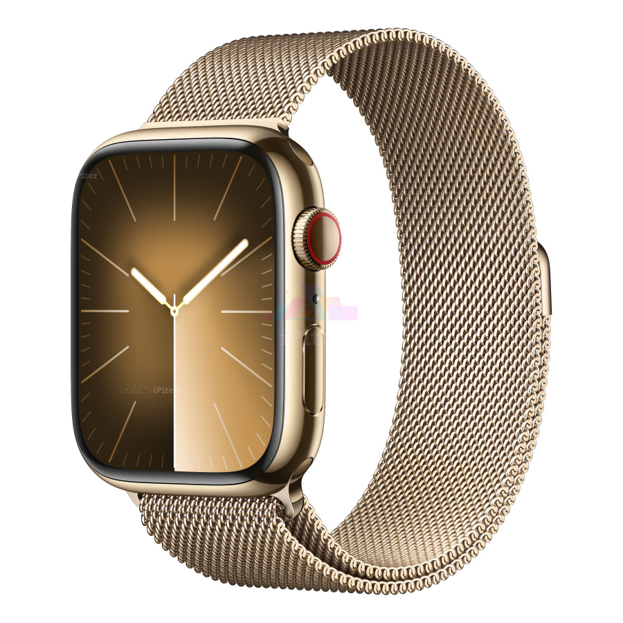 Фото Купить Apple Watch Series 9 <br>45 мм Stainless Steel «Gold» with Milanese Loop с функцией GPS + Cellular по низкой цене в Санкт-Петербурге