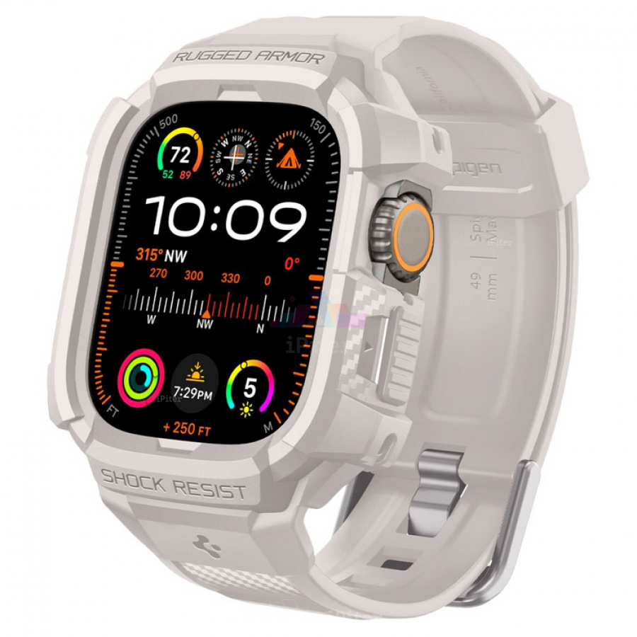 Фото Купить Ремешок-чехол Spigen Rugged Armor Pro для Apple Watch Ultra (Бежевый) по низкой цене в Санкт-Петербурге