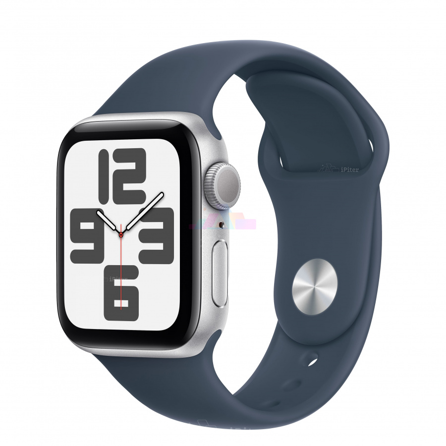 Фото Купить Apple Watch SE (2023) <br>40 мм Корпус из алюминия «Silver» Спортивный ремешок S/M «Storm Blue» по низкой цене в Санкт-Петербурге