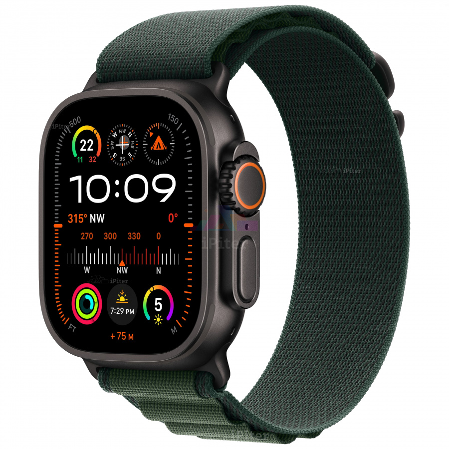 Фото Купить Apple Watch Ultra 2 <br>49 мм «Black Titanium» Case with Dark Green Alpine Loop L по низкой цене в Санкт-Петербурге