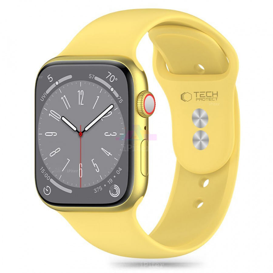 Фото Купить Ремешок Tech-Protect Silicone для Apple Watch 44 / 45 / 46 мм (Yellow) по низкой цене в Санкт-Петербурге