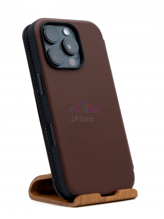 Фото Купить Чехол Nomad Modern Leather Folio для iPhone 16 Pro Тёмно-коричневый по низкой цене в Санкт-Петербурге