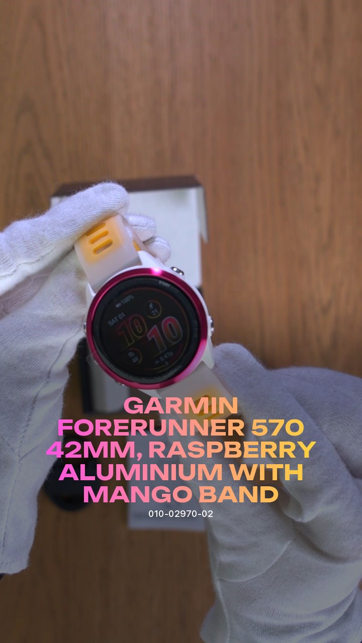 Умные часы Garmin Forerunner 570 42mm, Raspberry Aluminium with Mango Band (010-02970-02)